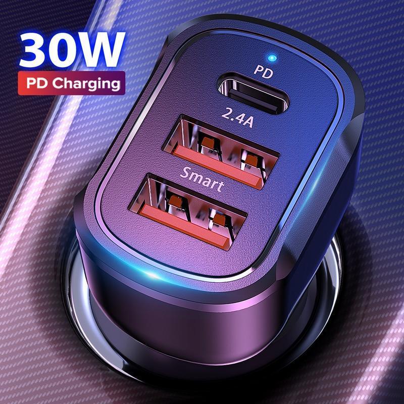 VELORA30W Fast Car Charger – USB+USB+C