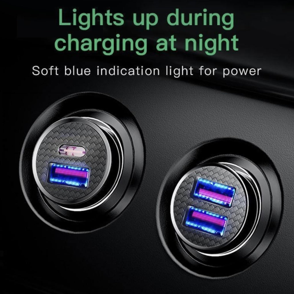 30W Fast Car Charger – USB & USB-C